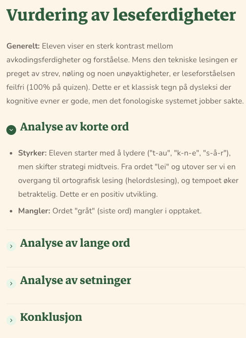 Detaljert tilbakemelding